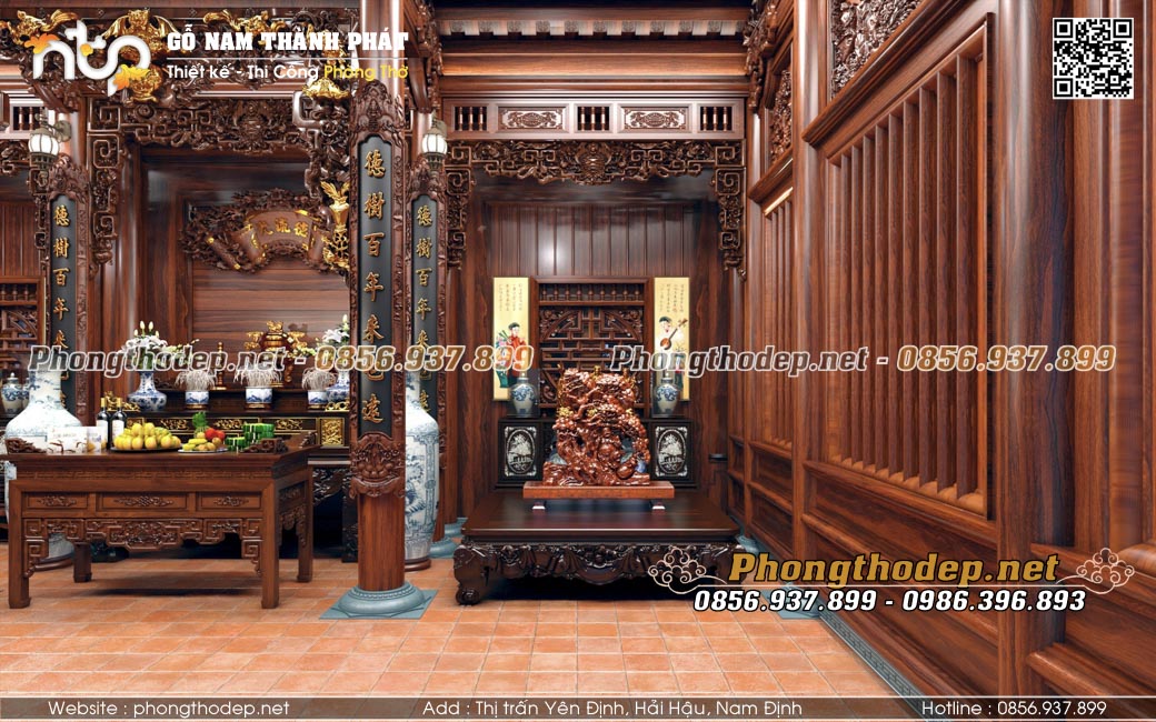 Bố trí nội thất gian bên nhà thờ họ